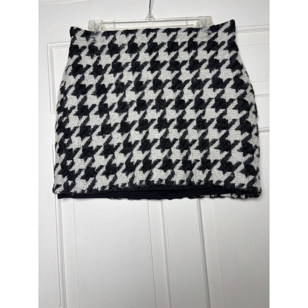 H&M Black White Houndstooth Wool Mini Skirt Lined Women’s 10 Dark Academia Retro